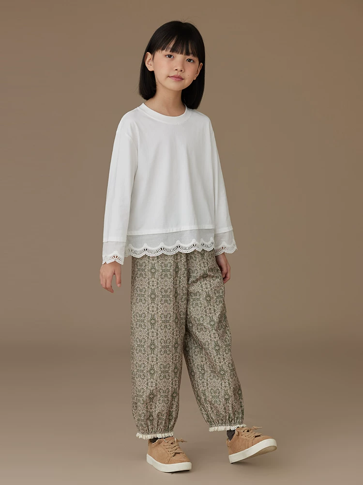 Quần áo trẻ em mùa xuân thu áo sơ mi dáng rộng thông thường bằng vải cotton trắng dài tay dành cho bé gái dành cho trẻ lớn hơn