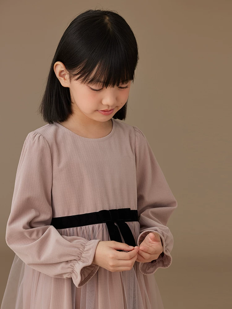 Quần áo trẻ em Hazi Váy công chúa màu hồng cổ tích Váy dài tay mùa xuân thu cho trẻ em Váy vải tuyn thanh lịch dành cho bé gái lớn hơn