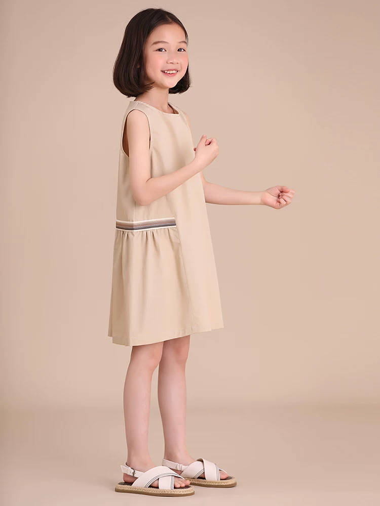 Quần áo trẻ em Hazi Mùa hè mới về Váy không tay bằng vải cotton kiểu dáng cha mẹ và con gái với thiết kế vá chắp xếp nếp