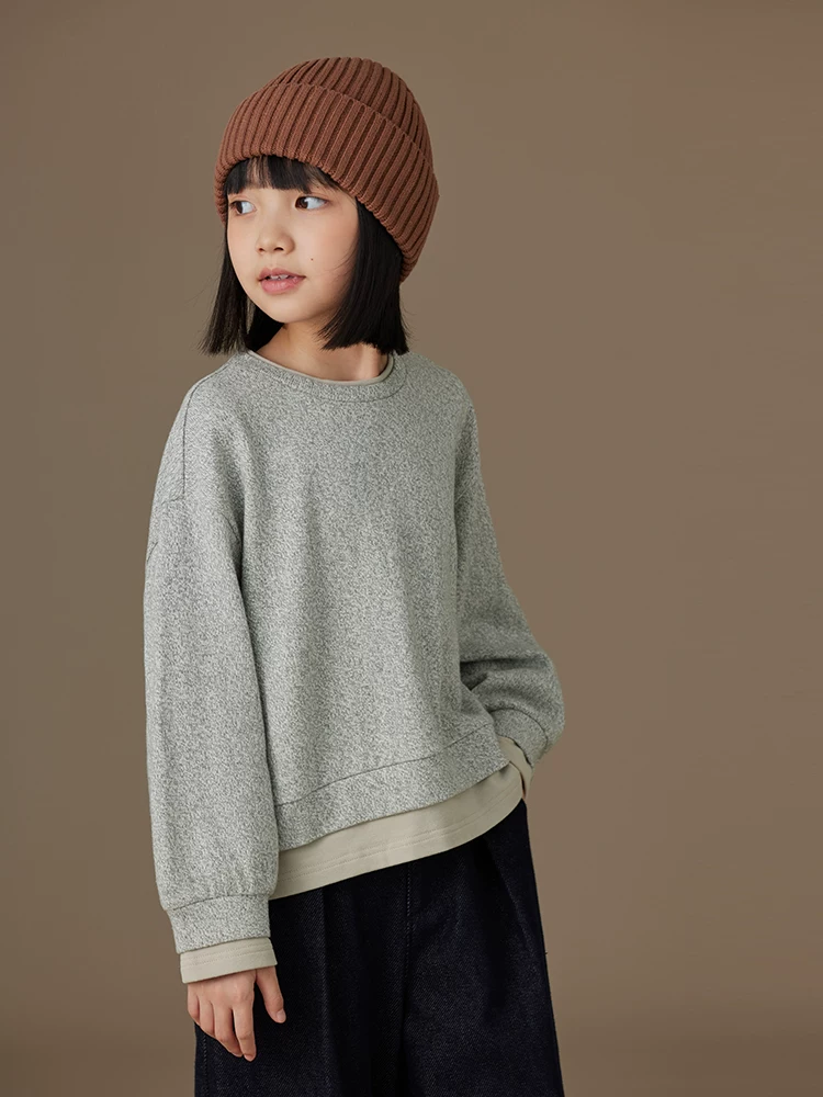 Quần áo trẻ em mùa xuân thu áo bé trai và bé gái dáng rộng giả hai mảnh áo cotton trẻ em mùa thu phong cách mới