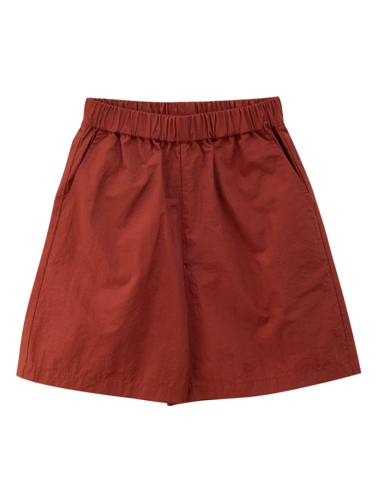 Quần short thể thao màu đỏ thoáng khí, nhanh khô cho trẻ em, quần short thường ngày cho bé trai và bé gái kiểu dáng mỏng mùa hè