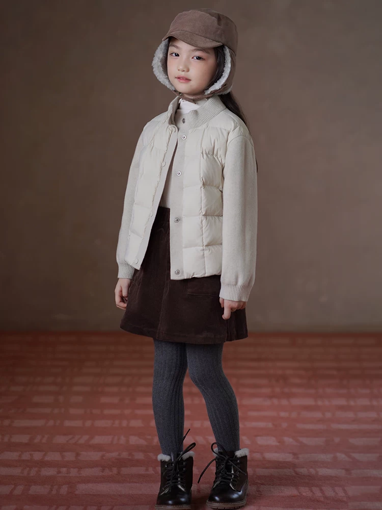 Quần áo mùa đông cho trẻ em Áo khoác dệt kim cổ cao nửa cổ dành cho bé trai và bé gái Áo ấm đồng phục học sinh lớp trong
