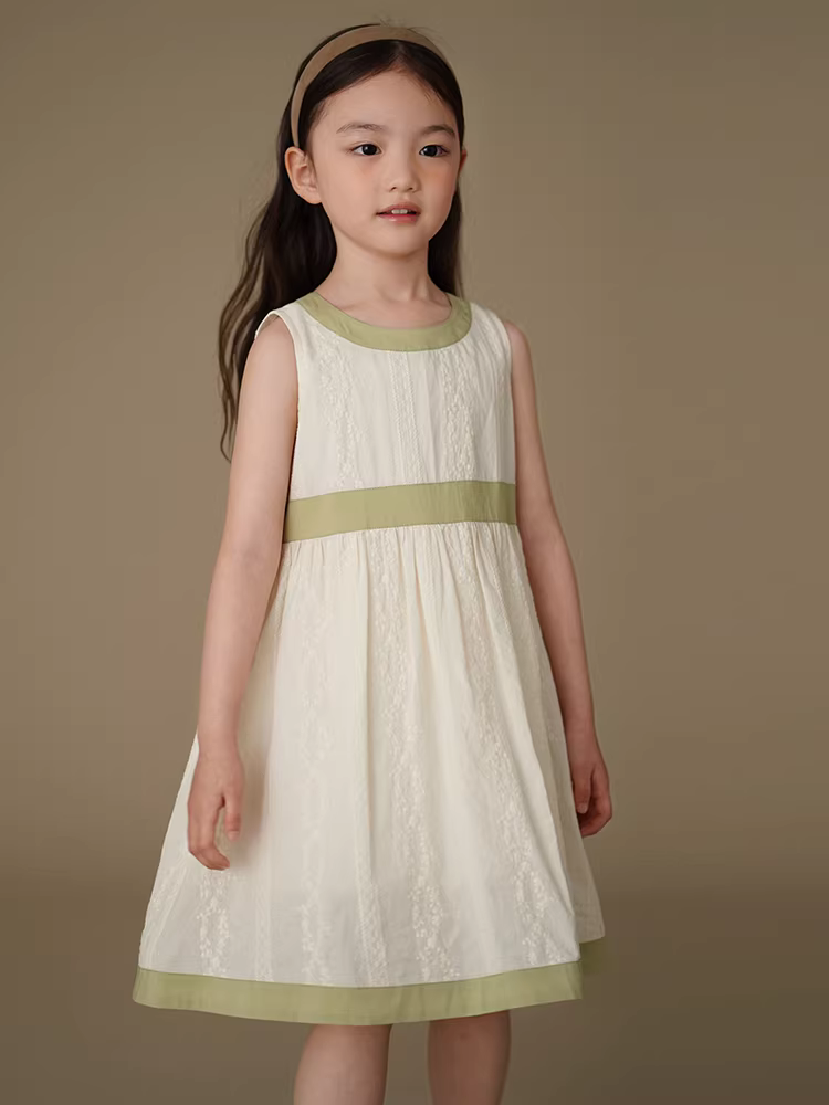 Váy vest trẻ em mùa hè với họa tiết thêu tươi tắn và phối màu dành cho bé gái, quần áo mùa hè mới cho trẻ lớn, mẫu 25.