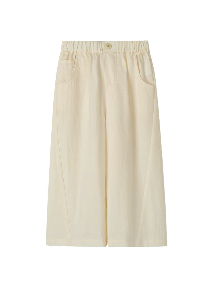 Quần thường ngày cho trẻ em màu trắng nhạt, quần dài rộng rãi hoàn toàn bằng cotton cho bé trai và bé gái, quần chống muỗi mỏng mùa hè.