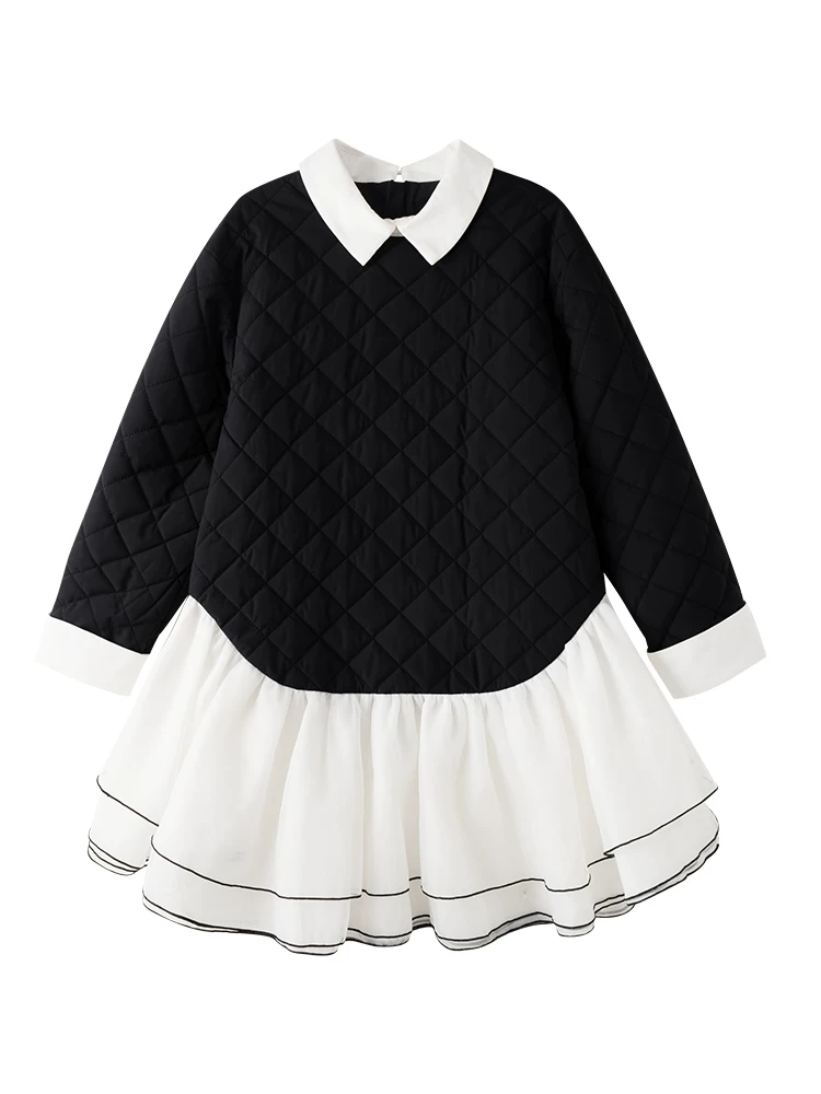 Áo khoác thu đông trẻ em thiết kế đơn giản, chất liệu cotton ấm áp, đầm dài tay thời trang cho bé gái