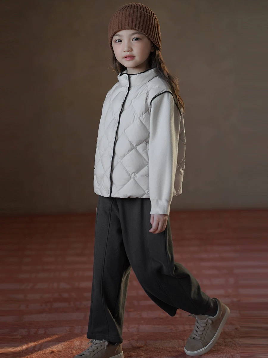 Quần cotton chải mùa đông cho trẻ em, quần thường ngày thân thiện với làn da cho bé trai và bé gái, quần ống thẳng, dày dặn và ấm áp.
