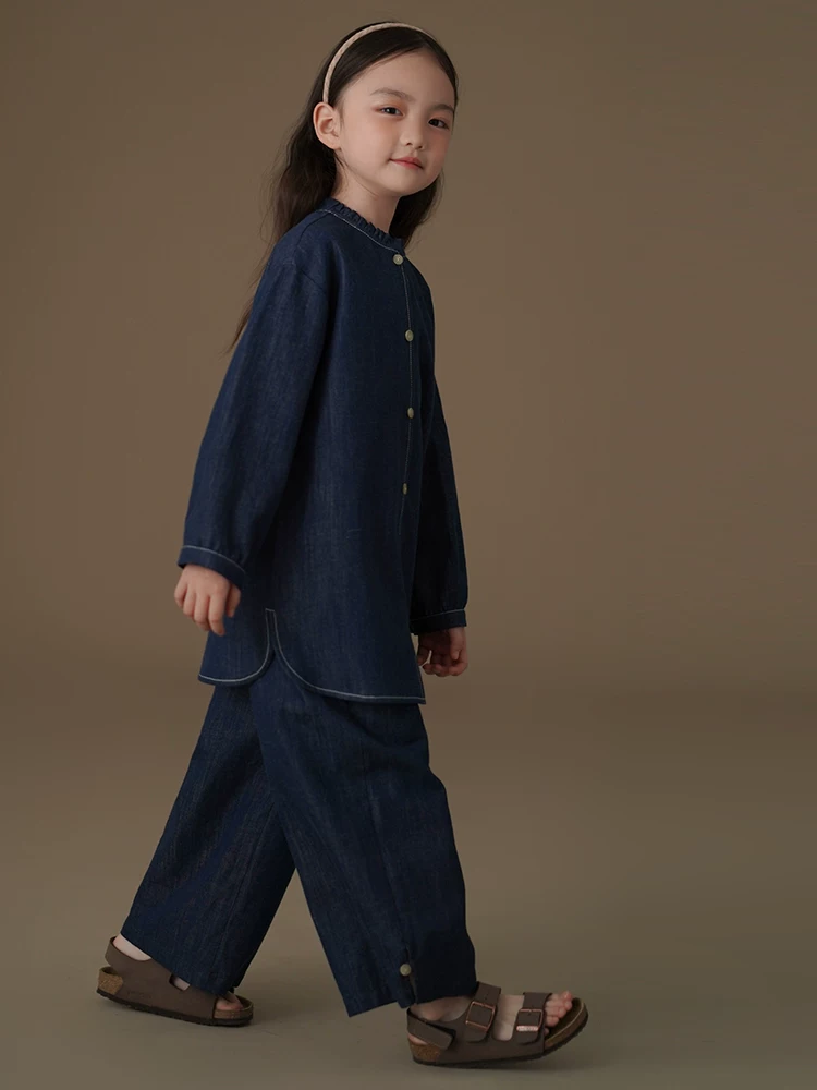Áo khoác trẻ em xuân thu, áo khoác denim dài trung bình, kiểu dáng rộng rãi, thời trang cho bé gái, trang phục mùa xuân, 25 kiểu mới