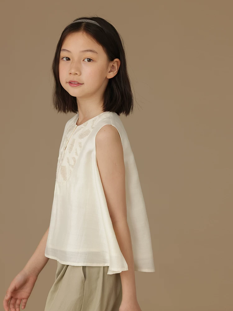 Quần áo trẻ em cho bé gái, áo vest mỏng đa năng mùa hè, áo không tay phong cách Trung Hoa mới cho bé gái, tạo cảm giác như tiên nữ và cao cấp.