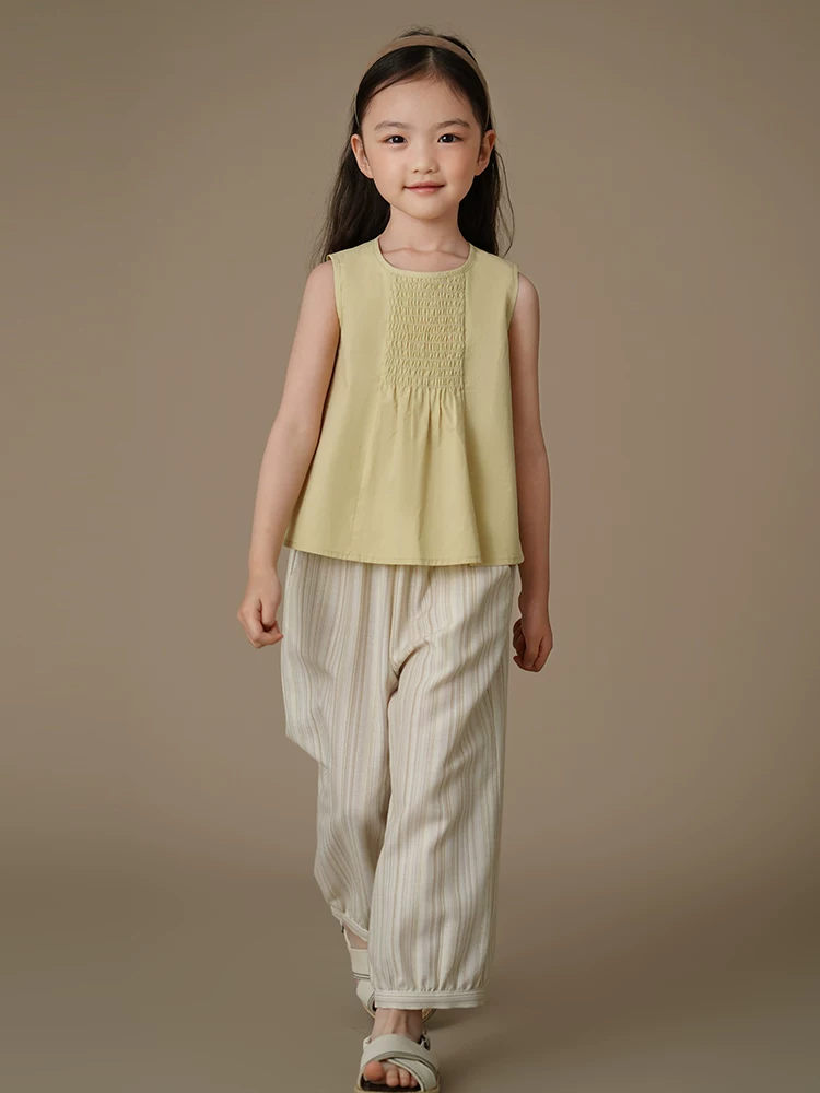 Áo thun cotton mỏng mùa hè cho bé gái, kiểu dáng rộng rãi, áo ba lỗ, áo lót có họa tiết