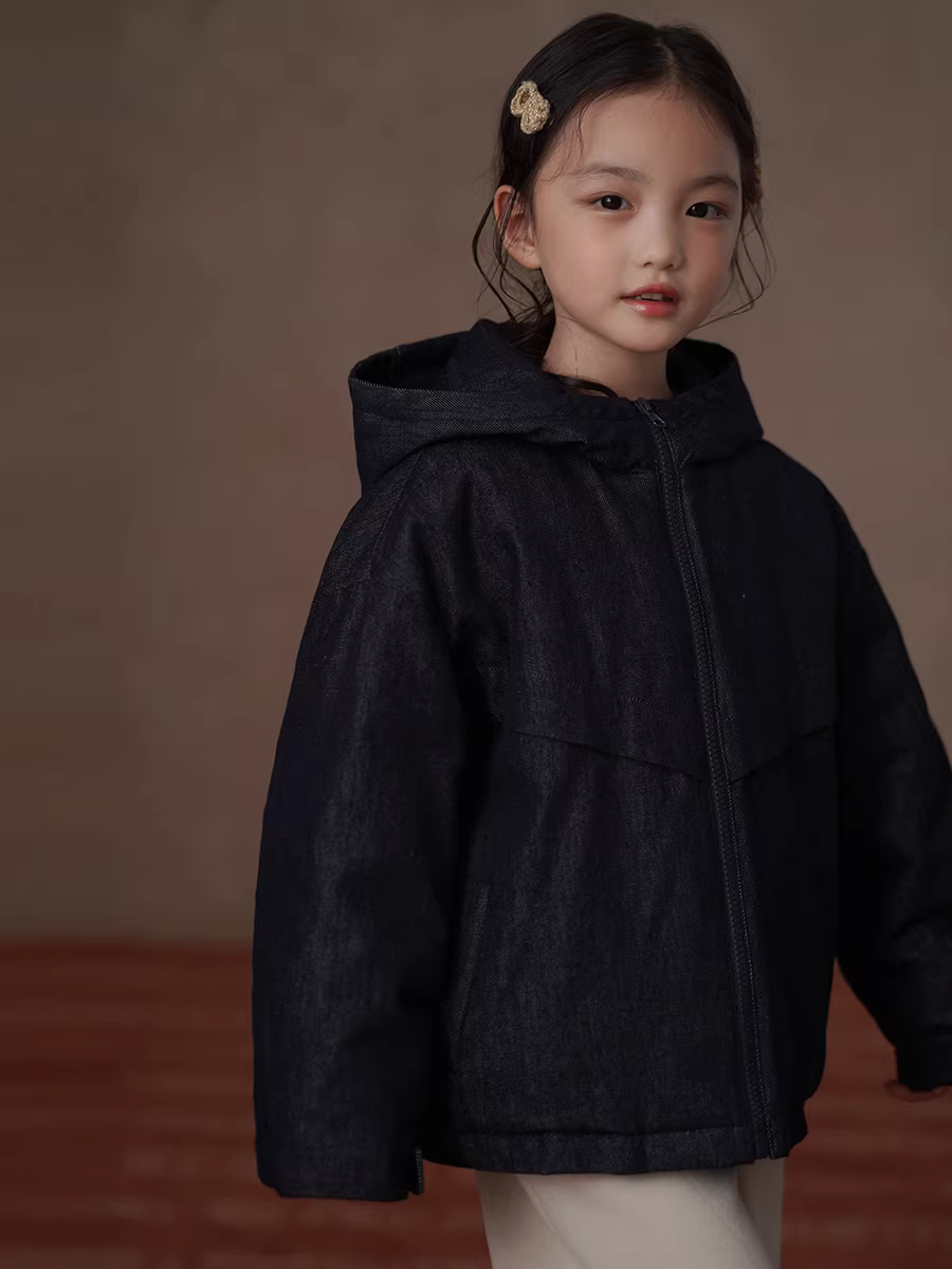 Hartzhi Quần Áo Trẻ Em Mùa Đông Áo khoác denim trẻ em dày dặn và ấm áp Áo khoác cotton 3M Thinsulate Áo khoác có mũ trùm đầu cho bé trai và bé gái