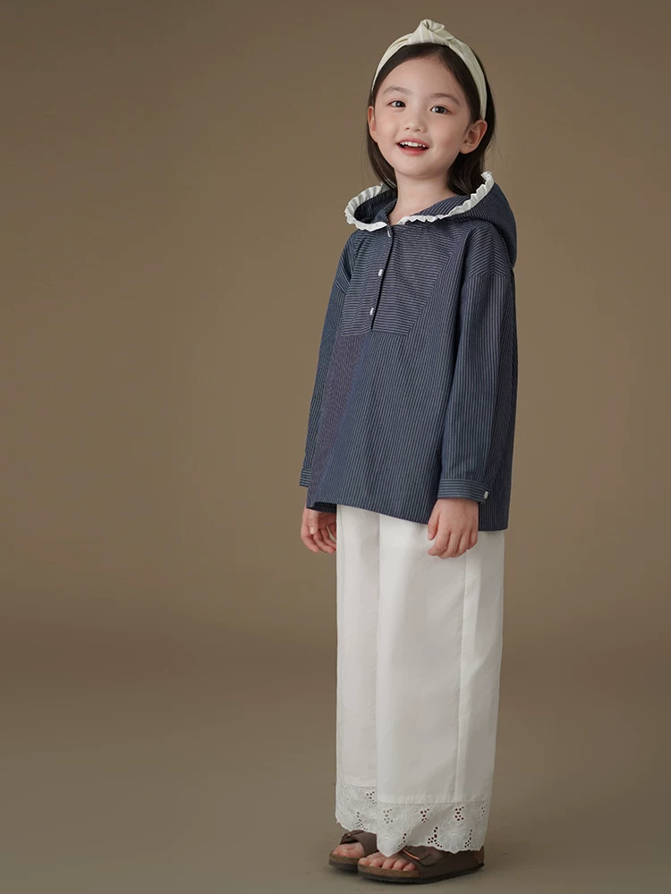 Quần áo trẻ em mùa xuân thu áo sọc cotton thân thiện với da ngọt ngào dễ thương áo hoodie có mũ cho bé gái trang phục mùa xuân