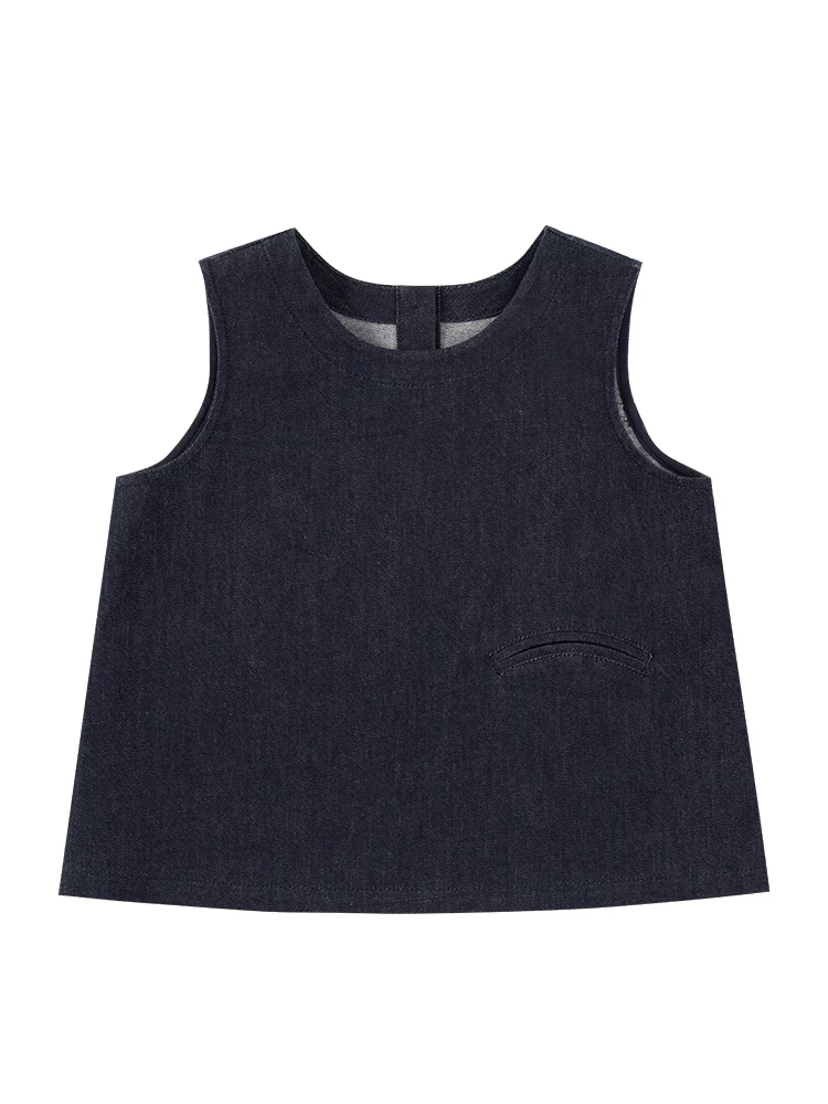 Quần áo mùa hè cho bé gái, áo vest denim đa năng và sành điệu, áo khoác ngoài bằng cotton mỏng.