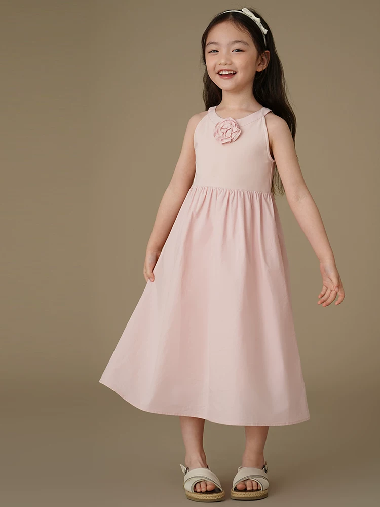 Váy vest trẻ em thiết kế thời trang, thân thiện với làn da, váy dệt kim hoàn toàn bằng cotton, váy không tay cho bé gái, phong cách mùa hè mới.