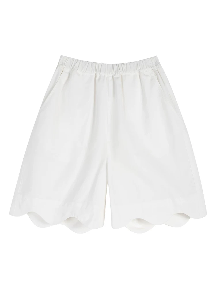 Quần áo trẻ em Hazi Mùa hè mới Quần short cotton nguyên chất có diềm xếp nếp màu trắng chống lộ Quần short phong cách cha mẹ và con cái Quần short thường ngày cho bé gái