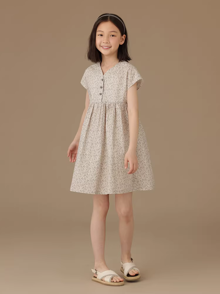 Váy hoa mùa hè cho trẻ em váy dáng rộng dáng rộng kiểu dáng giản dị váy bé gái hoàn toàn bằng vải cotton phong cách rừng nông thôn