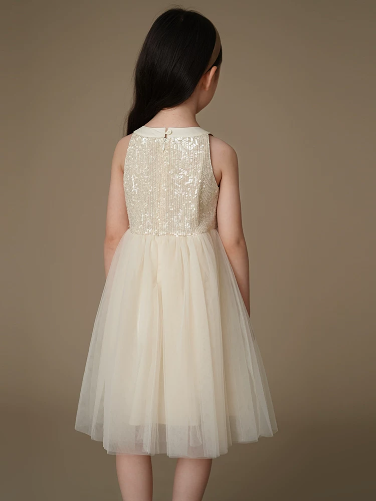 Váy công chúa đính sequin màu mơ cho bé gái, váy dự tiệc, váy sinh nhật bé gái, váy voan mùa hè