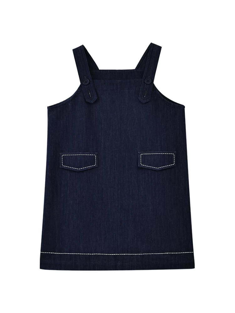 Quần áo trẻ em Hazi Váy trẻ em mùa hè Váy denim đơn giản phong cách Nhật Bản dành cho bé gái Váy denim cổ điển giản dị dành cho trẻ lớn hơn