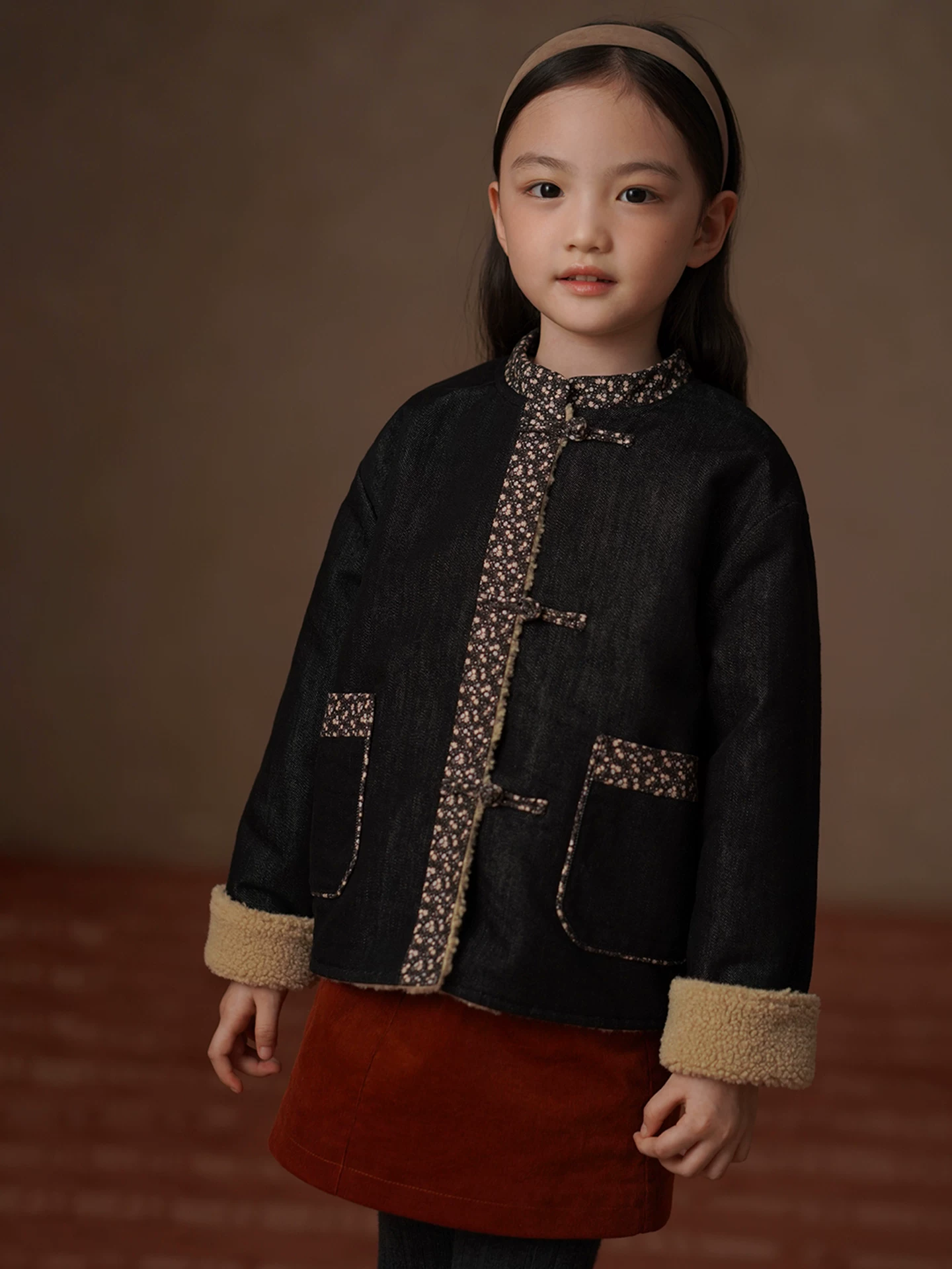 Áo khoác len giả lông cừu mùa đông cho bé gái, áo khoác denim phong cách Trung Quốc mới, trang phục mùa đông cho bé gái, 25 kiểu mới