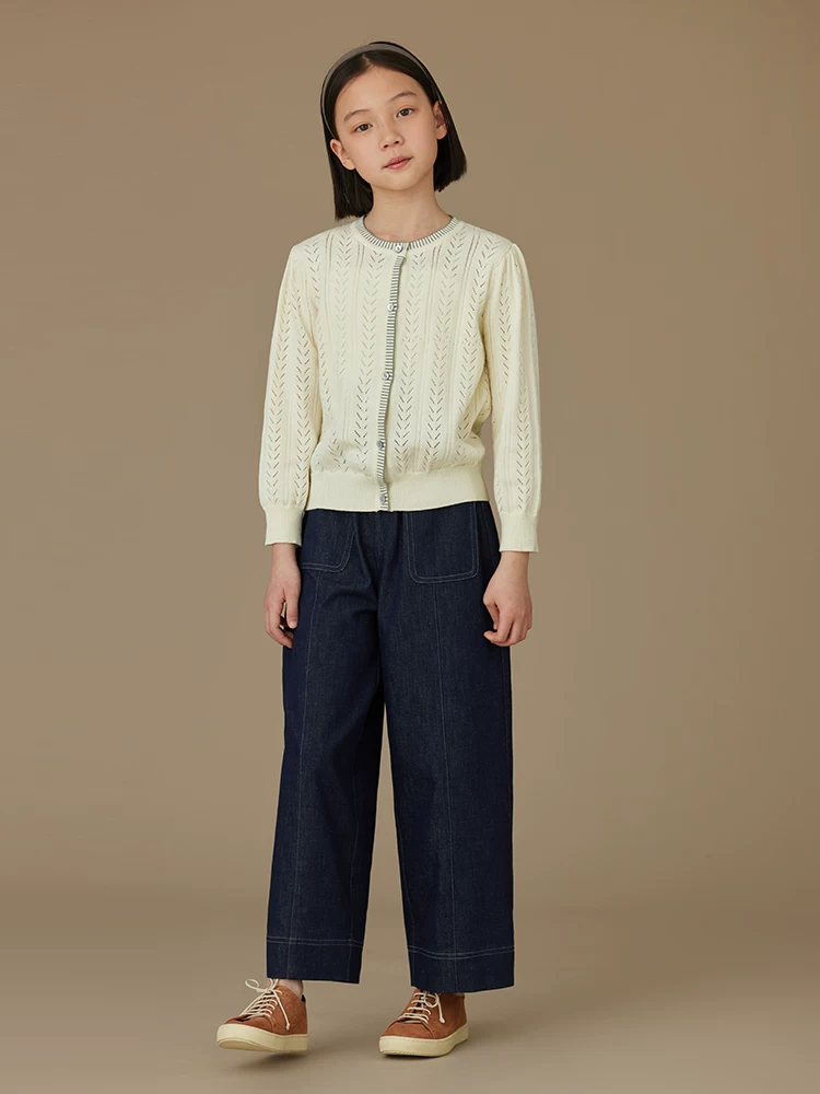 Quần áo trẻ em cho bé gái, áo vest cotton không tay mùa hè, quần ống rộng, bộ denim cho bé gái lớn, cảm giác cao cấp.
