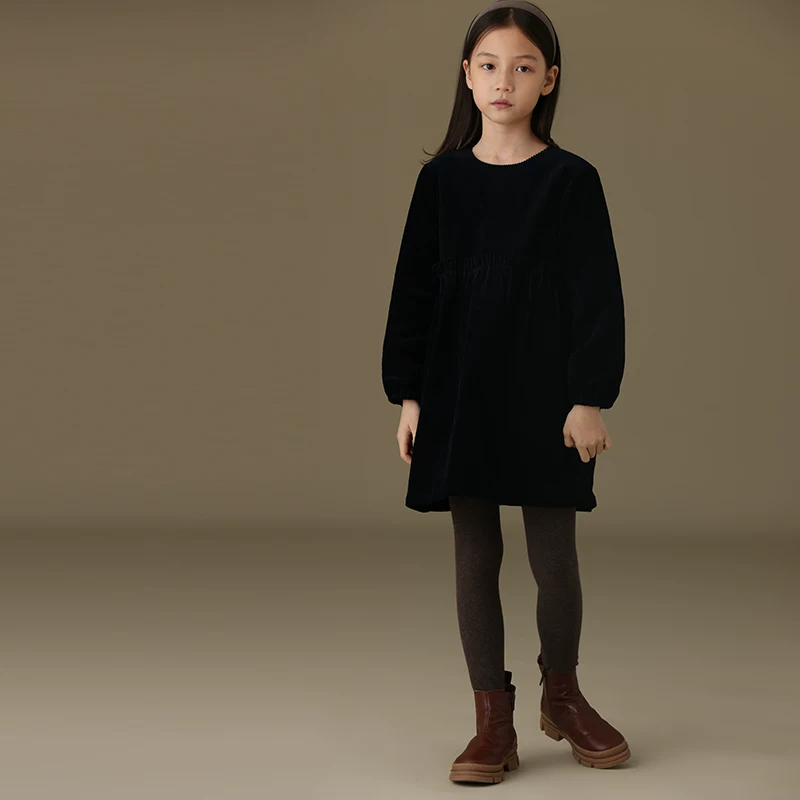 Quần áo trẻ em Hazi Váy chữ A xếp ly bằng vải cotton chải kỹ mùa đông Váy chữ A phong cách cha mẹ và con gái Trang phục mùa thu cho bé gái
