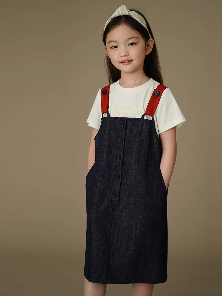 Hazi Quần Áo Trẻ Em Mùa Hè Váy Denim Trẻ Em Vintage Váy Suspender Thường Ngày Váy Không Tay Cho Bé Gái Thiết Kế Đơn Giản