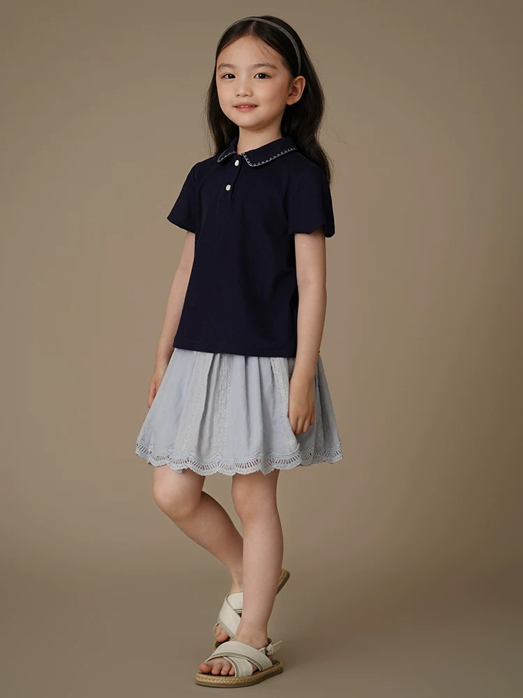 Quần áo trẻ em mùa hè váy ren nặng kiểu ghép vá váy ngắn nữ tính dễ thương đa năng váy mỏng mùa hè cho bé gái