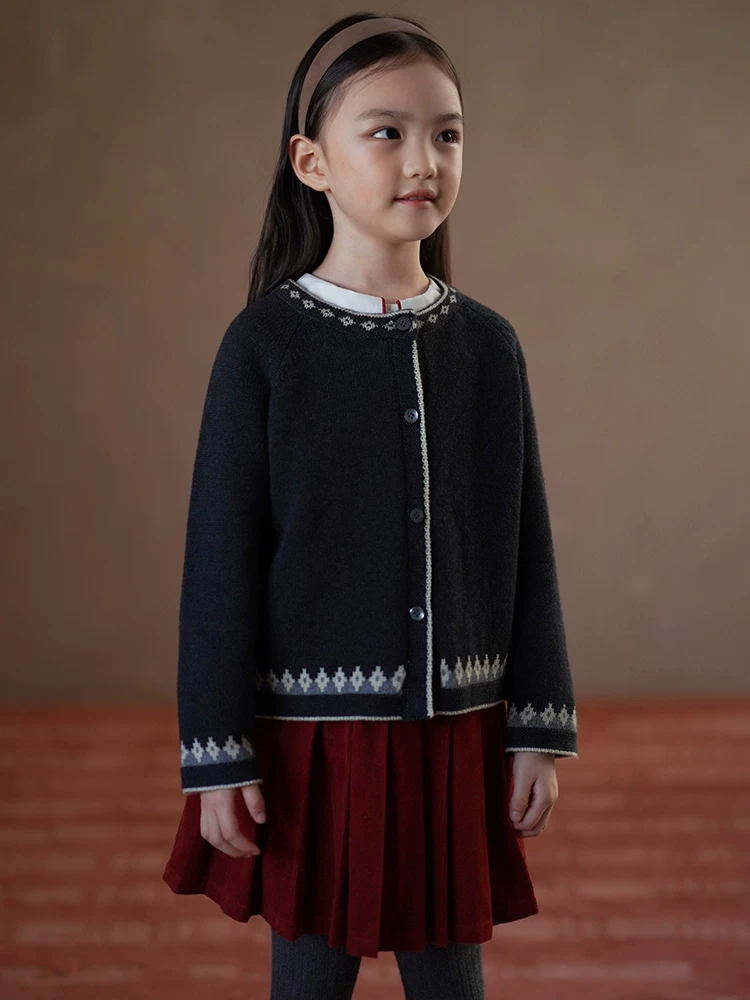 Quần áo trẻ em mùa thu đông áo len trẻ em phong cách retro Nhật Bản áo cardigan dệt kim áo bé gái 25 mẫu áo lót mới cho bé gái