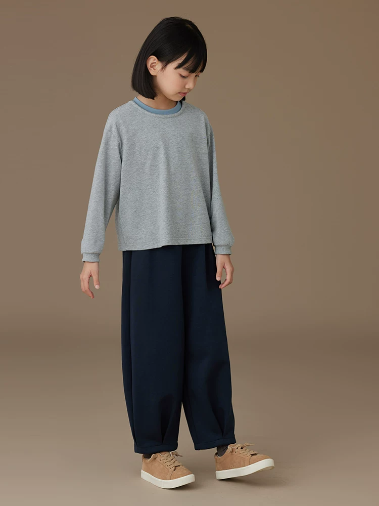 Quần áo trẻ em mùa xuân thu áo thường ngày cotton thân thiện với da áo giả hai mảnh áo thun bé trai và bé gái áo sơ mi màu xám
