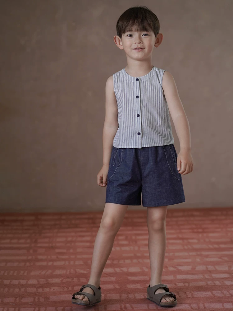 Quần áo trẻ em quần năm điểm dáng rộng đa năng quần âu bé trai bé gái mùa hè quần short mỏng thân thiện với làn da cotton nguyên chất