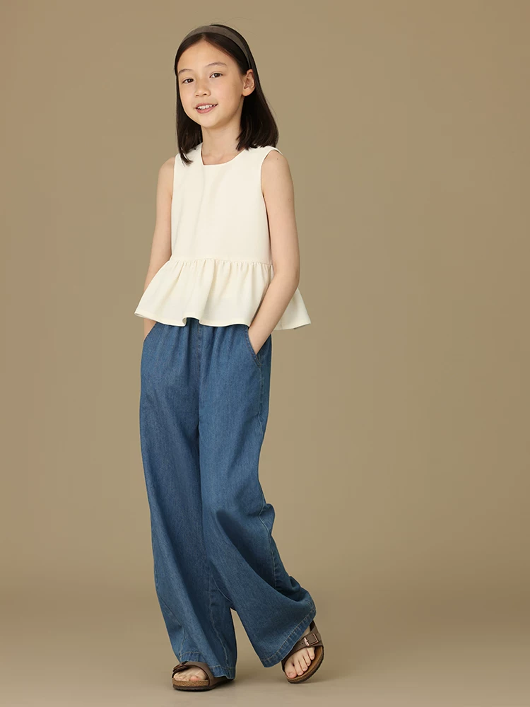 Áo vest trẻ em phong cách Pháp mùa hè, áo ngắn không tay đa năng thông thường dành cho bé gái, quần áo trẻ em hợp thời trang.