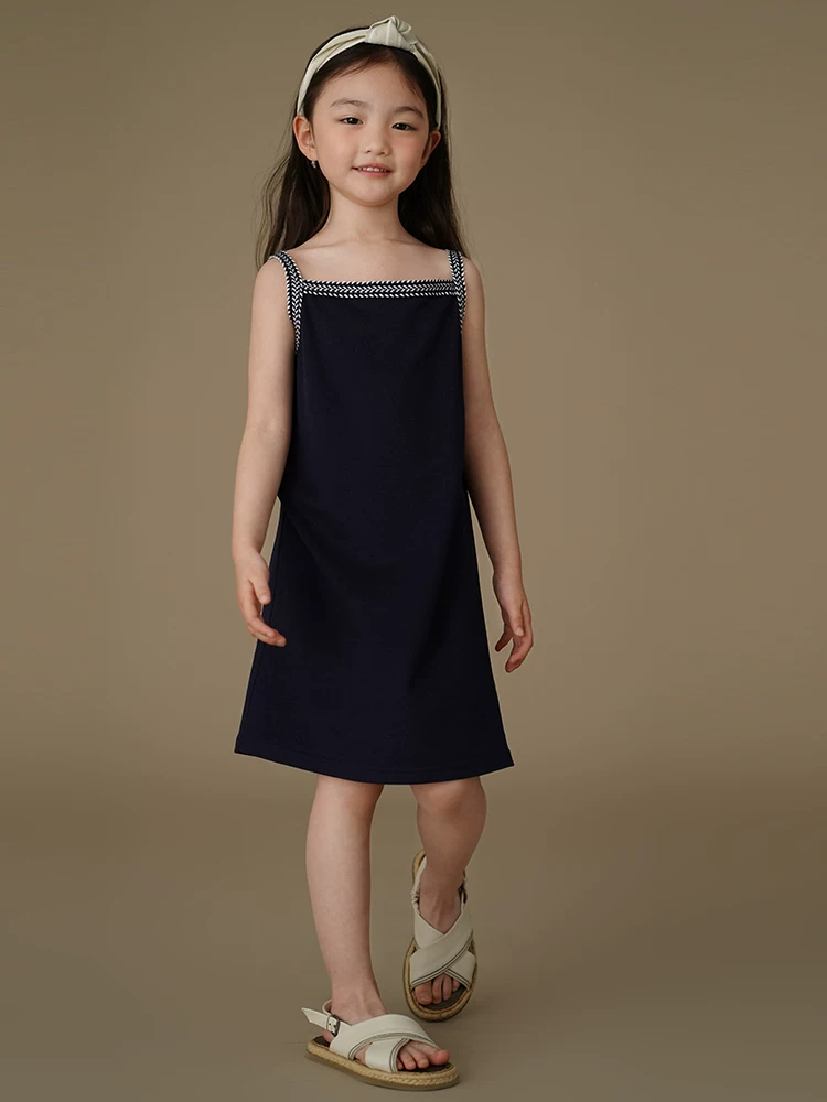 Váy camisole dệt kim mỏng mùa hè cho bé gái, váy lót trẻ em, quần áo mùa hè cao cấp cho trẻ lớn.