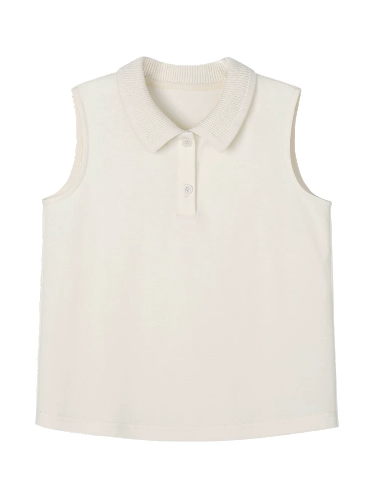 Quần áo trẻ em Hazi áo trẻ em màu mơ mùa hè mỏng giản dị đa năng áo sơ mi dệt kim polo áo vest không tay cho bé gái sành điệu