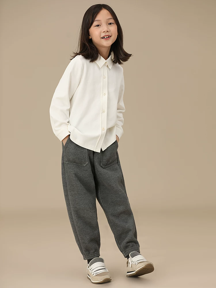 Quần áo trẻ em áo mùa xuân thu bé trai và bé gái áo sơ mi trắng toàn cotton trẻ em áo sơ mi dài tay đồng phục học sinh áo sơ mi cơ bản