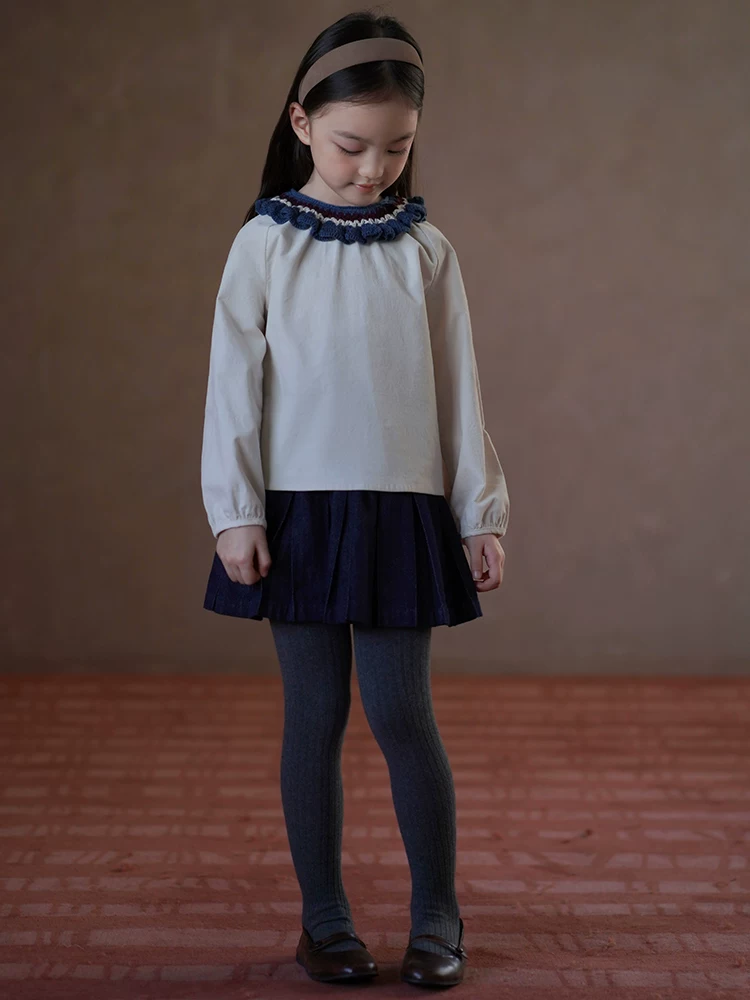 Quần áo trẻ em mùa xuân thu váy bé gái đơn giản đa năng váy xếp ly ngọt ngào váy denim bé gái trang phục mùa thu bé gái