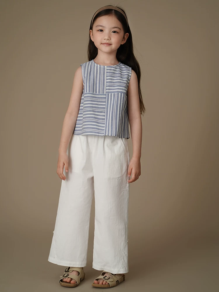 Quần mùa hè cho trẻ em, quần chống muỗi đơn giản và đa năng cho bé gái, quần ống rộng dáng rộng thông thường cho trẻ lớn, mỏng.