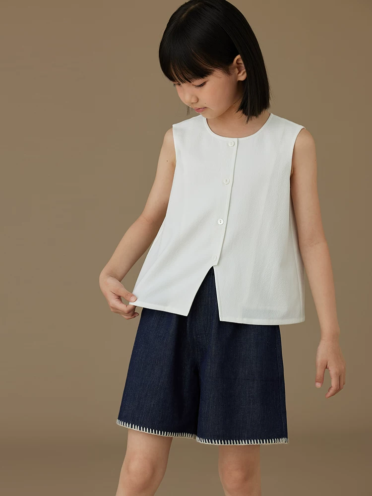 Quần short trẻ em mùa hè mỏng đa năng quần cotton co giãn quần dài vừa phải quần jean bé gái