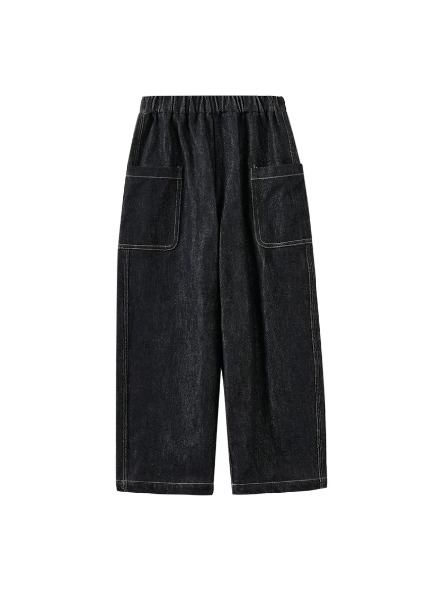 Quần denim mùa đông cho trẻ em có lớp lót lông cừu, quần dài ấm áp thường ngày cho bé trai và bé gái, quần ống rộng cho trẻ lớn hơn.