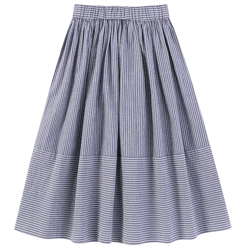 Bộ quần áo mùa hè cho trẻ em: áo sơ mi và váy sọc cotton thoáng khí cho bé gái, trang phục mùa hè hai mảnh cho bé gái lớn hơn.