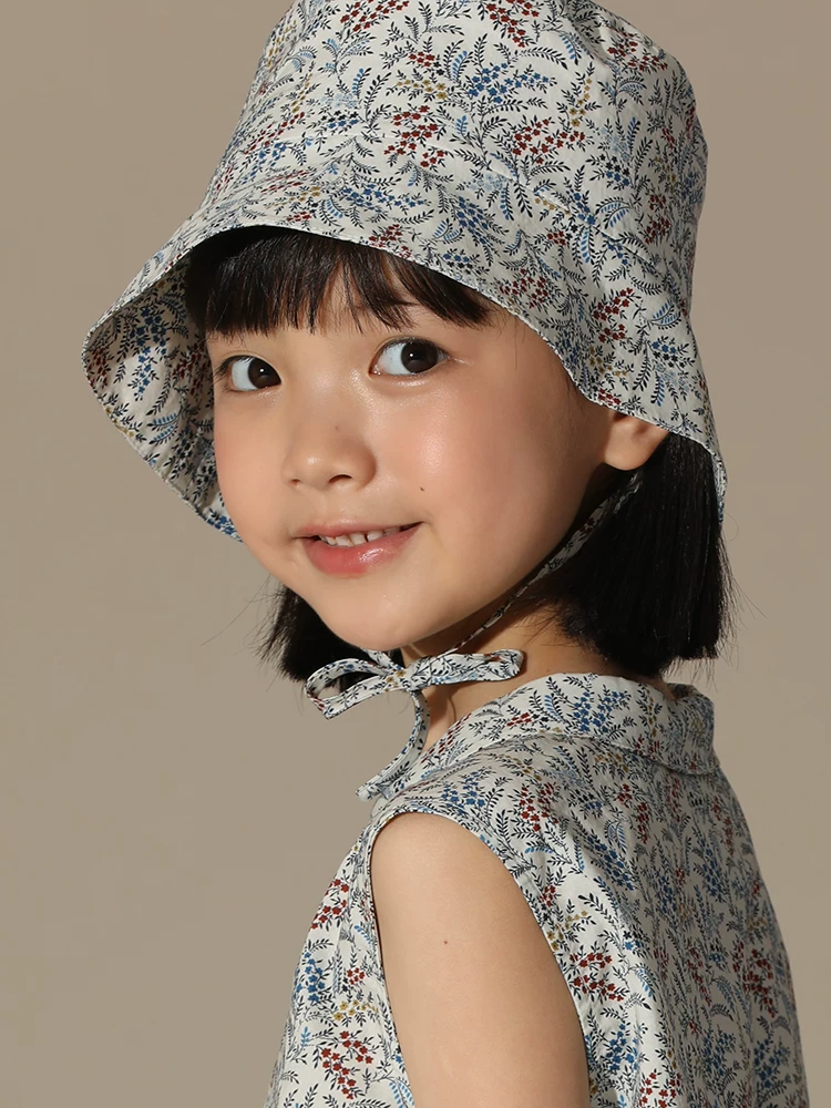Quần áo trẻ em Hazi Đầu thu Sản phẩm mới Cotton nguyên chất Phong cách đồng quê Pháp Mũ ngư dân làm thon gọn khuôn mặt Phong cách cha mẹ và con cái Mũ hoa cho bé gái