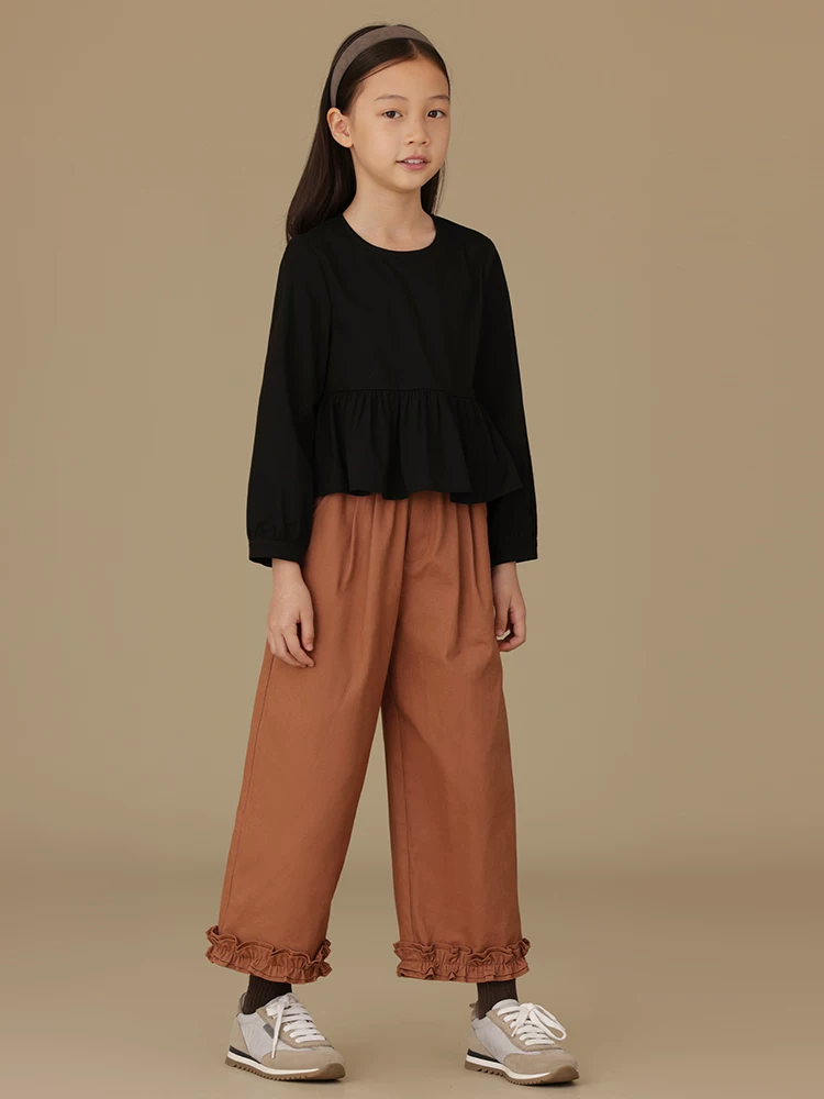 Quần áo trẻ em mùa xuân thu quần âu cotton twill dễ thương mát mẻ kiểu nữ tính quần ống đứng quần ống rộng cho bé gái