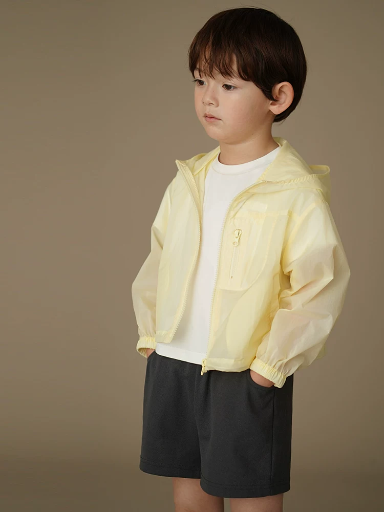 Áo khoác có mũ mùa hè cho trẻ em, quần áo chống nắng ngắn chống tia cực tím cho bé trai và bé gái, kiểu dáng mỏng.
