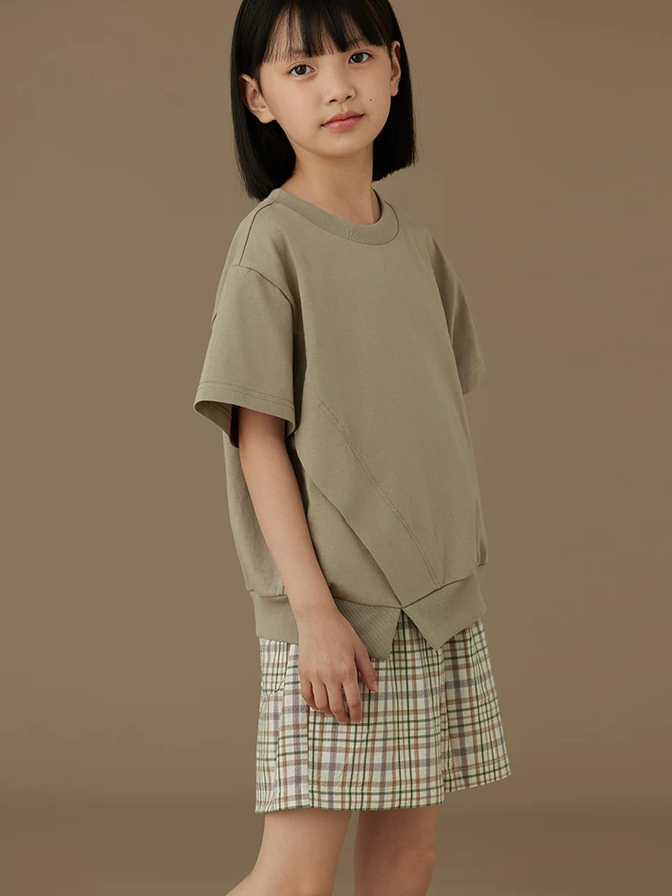 Quần áo trẻ em mùa hè thiết kế mỏng áo thun cổ tròn thông thường cho bé trai và bé gái áo ngắn tay sành điệu