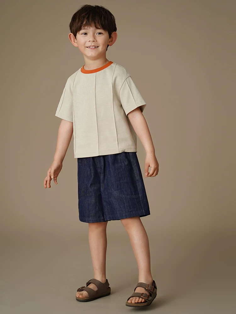 Quần thường ngày mùa hè cho trẻ em, quần năm điểm dáng rộng đơn giản, quần short denim cho bé trai và bé gái, cotton thân thiện với làn da.
