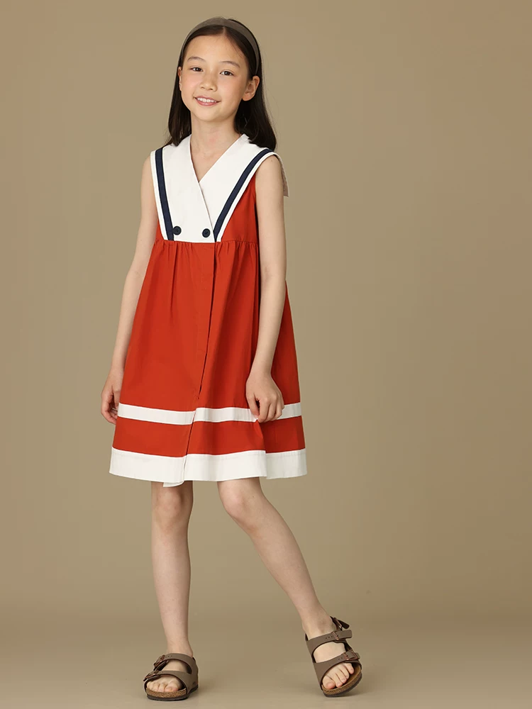 Quần áo trẻ em mùa hè cotton thân thiện với làn da váy ba lỗ màu đỏ váy đi học cho trẻ em váy cho bé gái dành cho trẻ lớn hơn