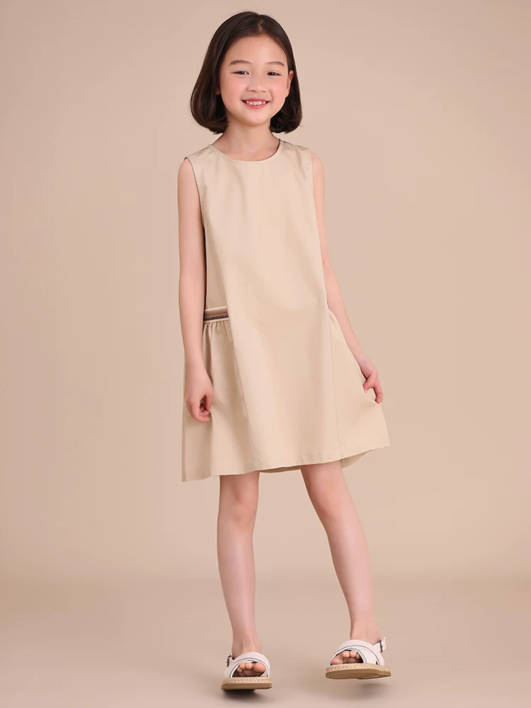 Quần áo trẻ em Hazi Mùa hè mới về Váy không tay bằng vải cotton kiểu dáng cha mẹ và con gái với thiết kế vá chắp xếp nếp