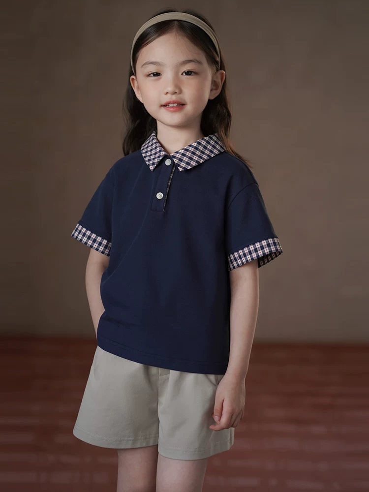 Quần đùi dệt kim trẻ em cho bé trai và bé gái, quần ống đứng màu kaki, quần thể thao dáng rộng năm điểm, mỏng.