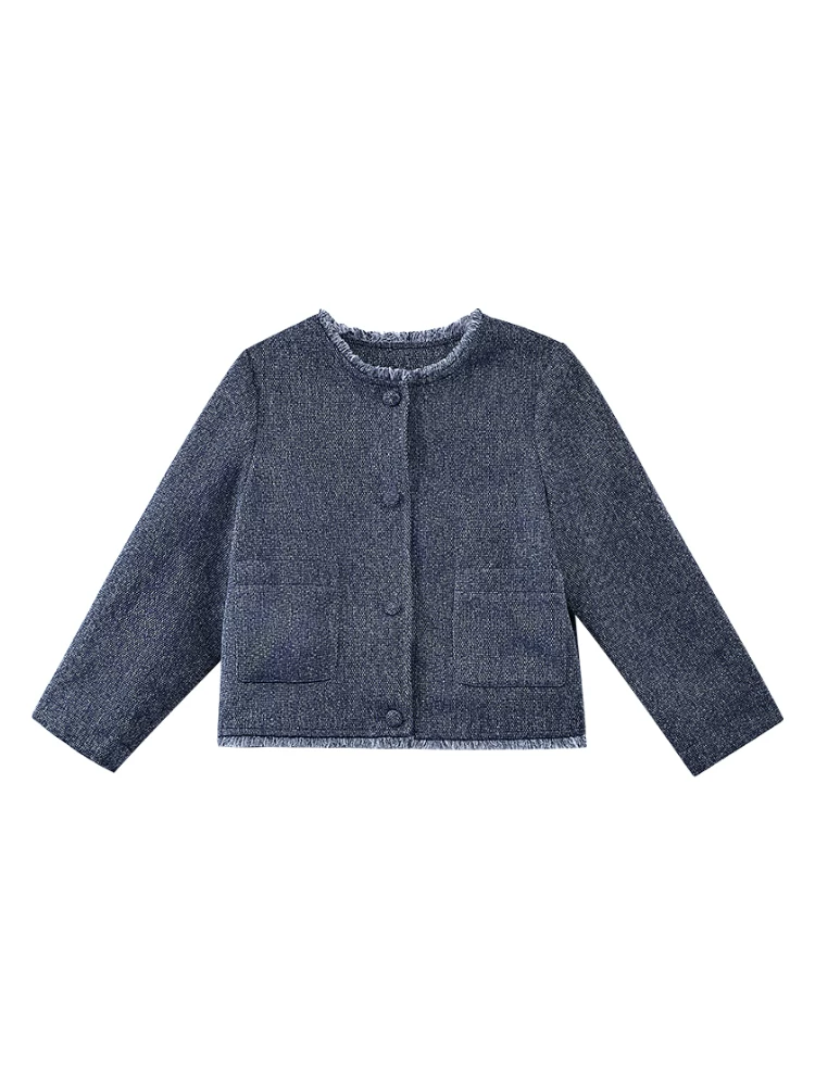 Áo khoác trẻ em xuân thu, áo khoác trẻ em đơn giản cao cấp, áo blazer bé gái kiểu mới mùa thu