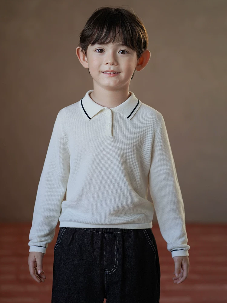 Quần áo trẻ em Hazi Xuân Thu Áo dệt kim trẻ em phong cách Hàn Quốc Áo sơ mi POLO thông thường Áo thun dài tay cho bé trai và bé gái Phong cách mới