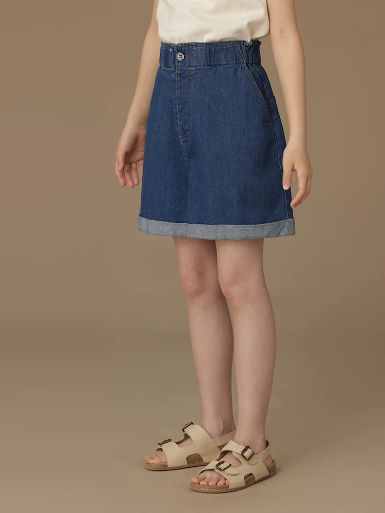 Quần short denim thông thường dành cho trẻ em Quần short dáng rộng đa năng dành cho bé gái dành cho trẻ lớn hơn mùa hè hợp thời trang sành điệu