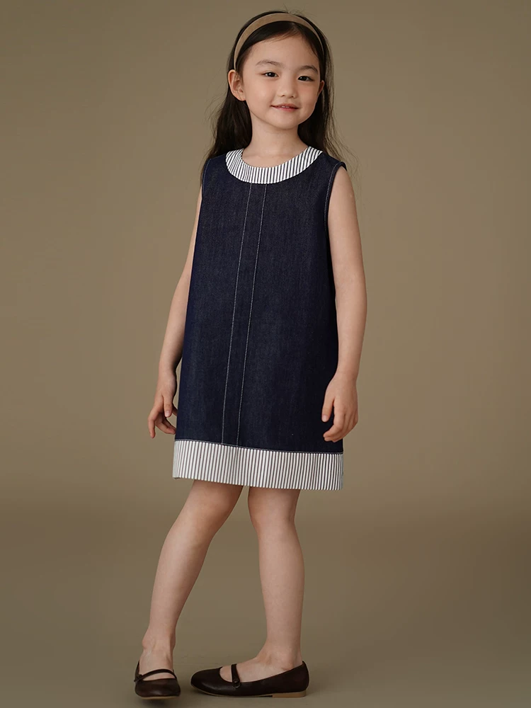 Hazi Quần Áo Trẻ Em Mùa Hè Mới Váy Trẻ Em Thiết Kế Đơn Giản Váy Tank Váy Denim Cổ Điển Cho Bé Gái